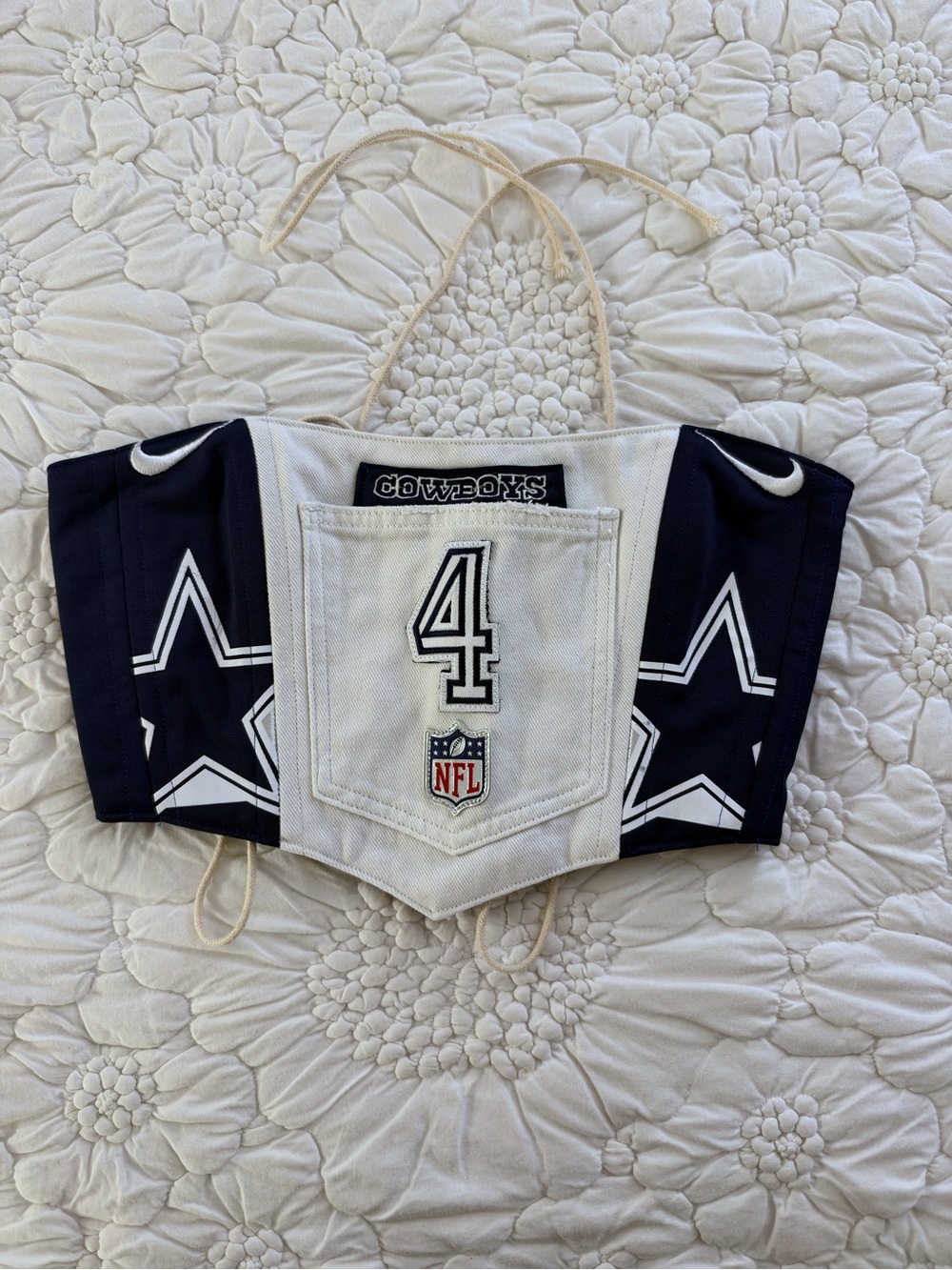 Upcycled Dallas Cowboys Dak Prescott Corset Top S/M NWOT